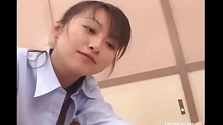 Asian teacher punishing bully with will not hear of strapon